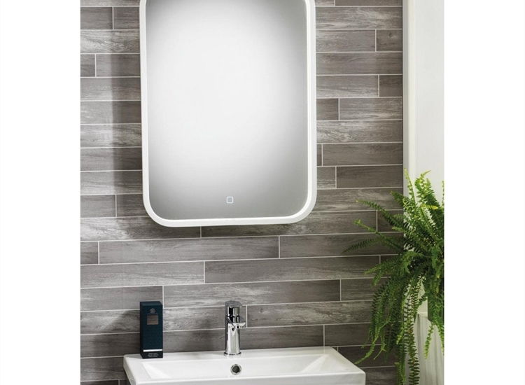 Naxos Mirror with White Frame & Integrated LED Light - 500 x 700mm